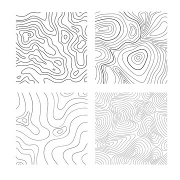 Topographic Map Contour Line Set Vector Patterns Minimalist Geographic Backgrounds