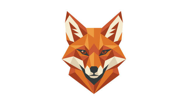 Polygonal fox portrait in vibrant orange and brown tones