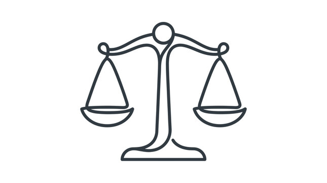 Minimalist scales of justice symbol in continuous line art