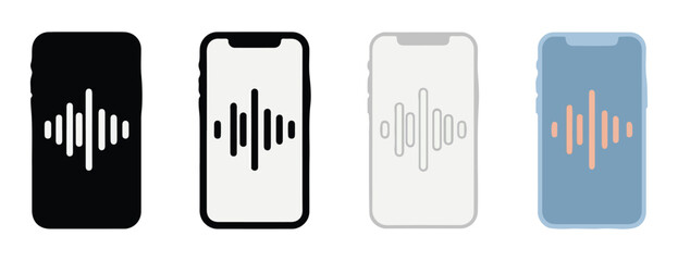 Obraz premium Modern smartphones displaying sound waveforms in various colors isolated on transparent background ideal for technology communication design elements and user interface concepts