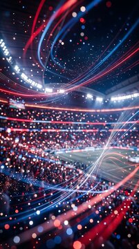Dynamic light trails at soccer stadium