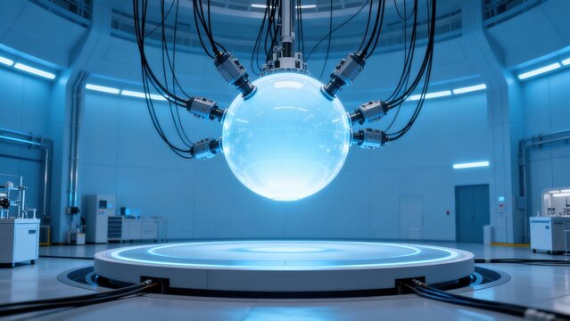 Futuristic sphere in laboratory