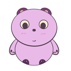 Naklejka premium Cute Purple Cartoon Bear Character with Large Eyes and Simple Features