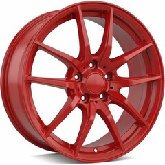 Obraz premium Red five-spoke car wheel with glossy finish