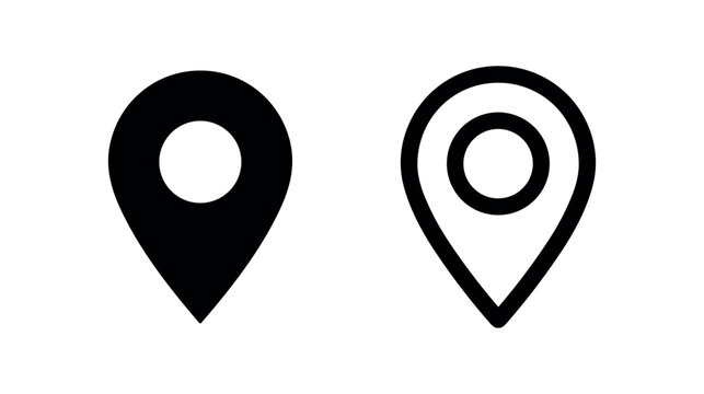 Location Pin Icon Set - GPS, Map Marker, and Pointer Symbol Vector