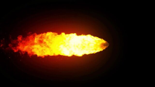 Burning Bullet: A fiery projectile ignites the darkness, leaving a trail of intense flame and smoke as it speeds through the night. A symbol of power and destructive force.