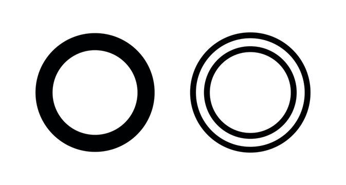 Simple circle or ring icon in solid and outline versions, representing a basic shape or target.