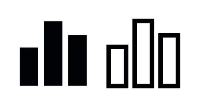 Black and white icons of bar graph elements.