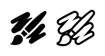 Fototapeta premium Paintbrush Icon Set - Solid and Outline for Art and Creativity