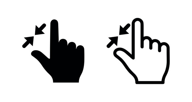Pinch to Zoom Icon - Solid and Outline Hand Gesture
