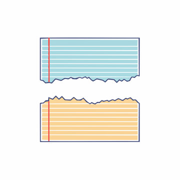 Two Torn Lined Paper Sheets
