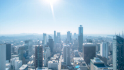 Fototapeta premium 青い都市のぼかしで作るビジネス向け抽象背景素材