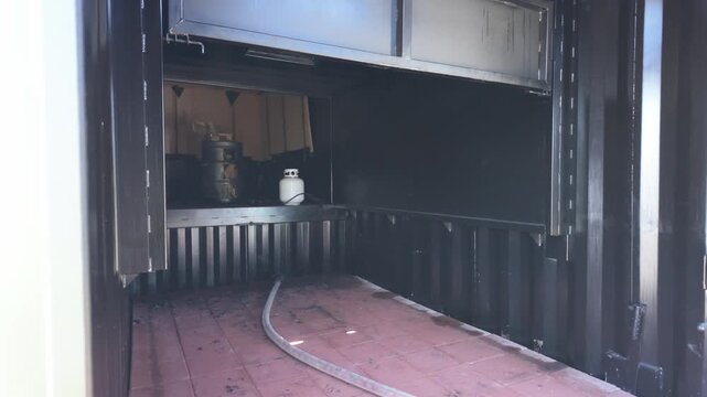 Gimbal panning shot inside a flashover chamber for a live-fire training exercise in Ventura County, California. 4K