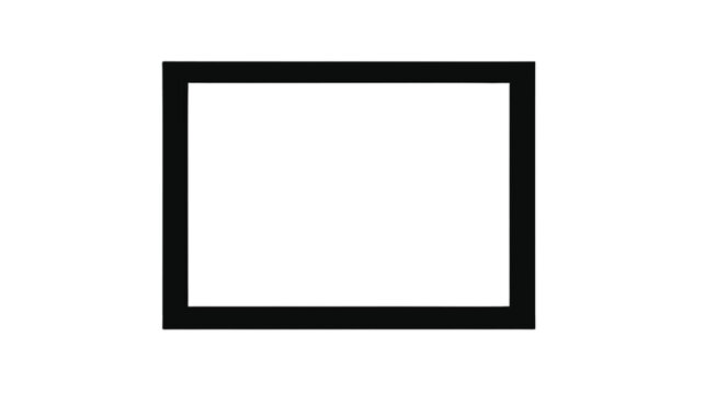 Rectangle frame defined by sharp black outlines provides a versatile and clean geometric boundary perfectly suited for organizing content, highlighting photographs, or creating structured digital.