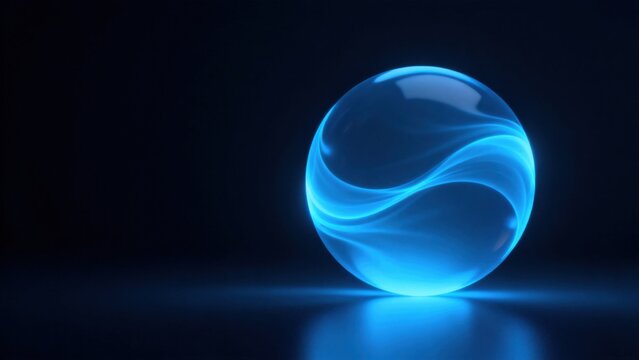 Blue glowing sphere with swirl pattern