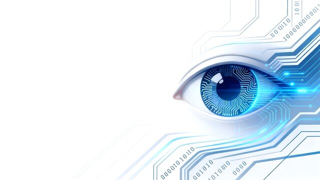 Cybernetic eye with circuit patterns