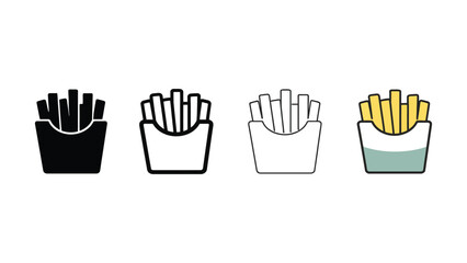 Fototapeta premium French fries in paper containers with different styles during a food concept Isolated on white background
