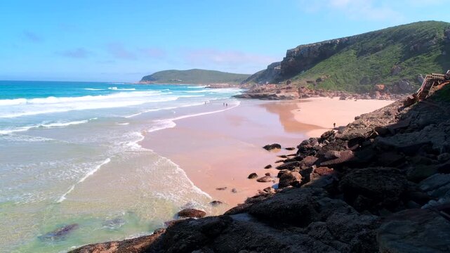 Scenic beach and tropical ocean waters at Robberg nature reserve in Plett