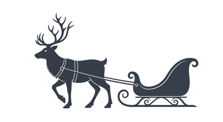 A dark silhouette of a reindeer pulling a traditional Christmas sleigh. © Joko santoso