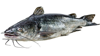 Fototapeta premium Fresh whole catfish on transparent background