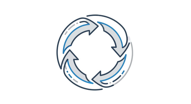 Circular arrows illustration depicting continuous motion and cyclical processes on white background