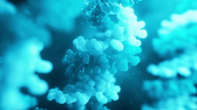 DNA close up Molecular Genetic Helix Loop and Advanced Biotech Gene Splicing Laboratory Experiment in 4K Ultra HD footage
