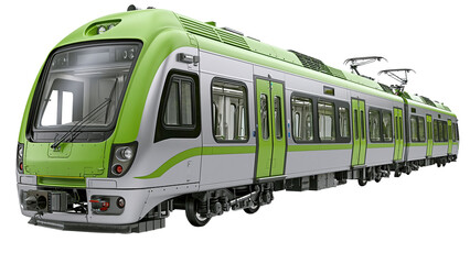 Naklejka premium Green passenger train on transparent background PNG