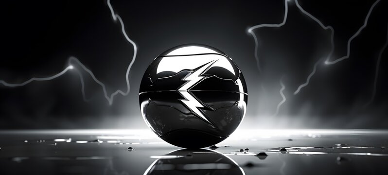 art of thunder ball a black and white high contrast full body. Generative AI
