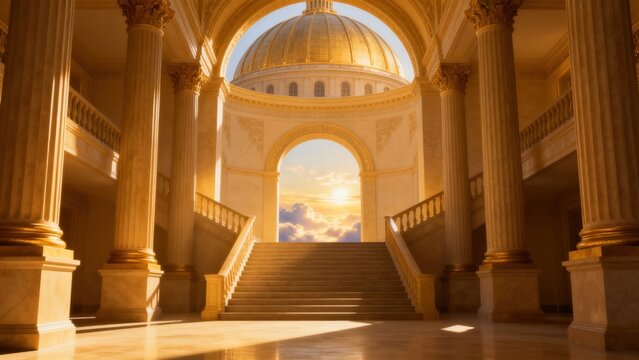 Grand staircase with dome and columns