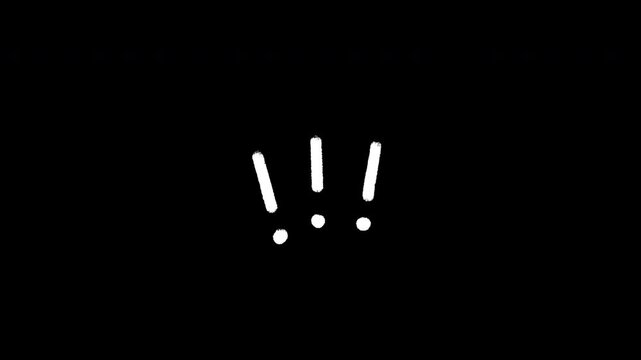 Hand-Drawn Exclamation Marks Pop Out and Wiggle Animation with Alpha Channel, 4K