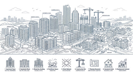 Urban development plan showing residential blocks and infrastructure © kretek
