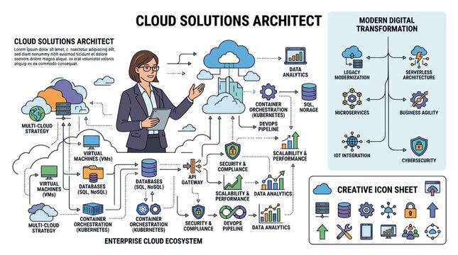 Cloud solutions architect explaining digital transformation ecosystem