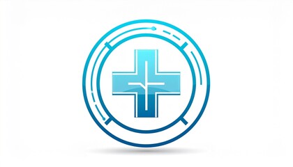 Fototapeta premium Blue Medical Cross Logo – Healthcare Innovation