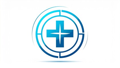 Fototapeta premium Blue Medical Cross Logo – Healthcare Innovation