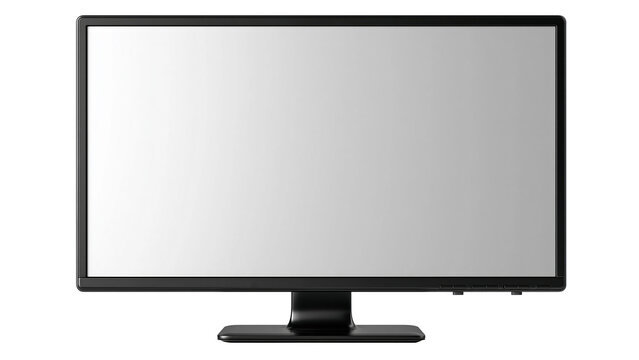 Black flat-screen monitor on transparent background