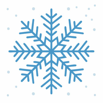 Blue Snowflake Icon with Falling Snow