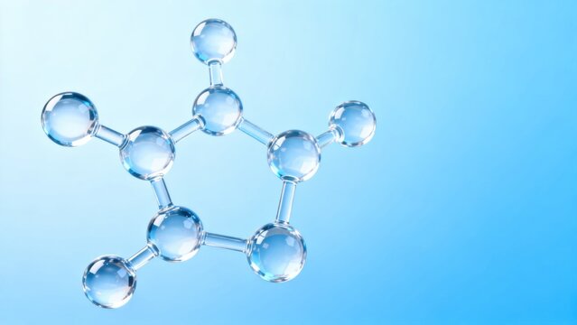 Molecular structure model on blue background