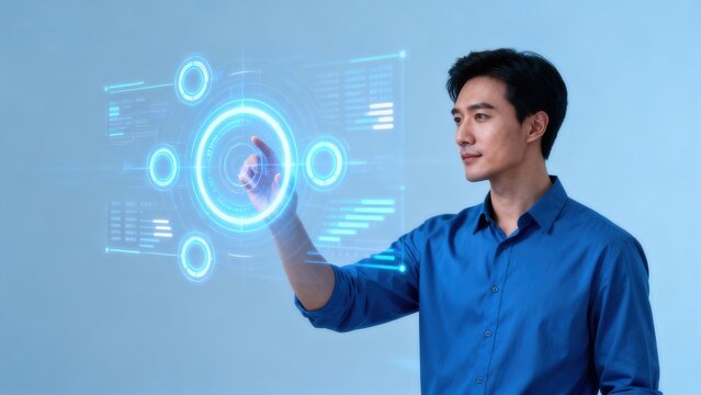 Man interacting with digital interface