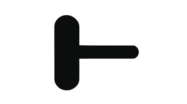 Symbol depicting a T-shaped marker is displayed in a solid black color scheme, offering a clean and scalable graphic asset that is suitable for various professional design applications and web.