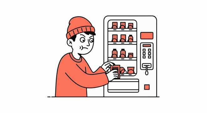 Person selecting beverage from colorful vending machine indoors.