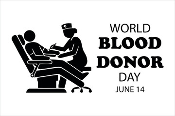 Fototapeta premium World Blood Donor Day Vector Silhouette Illustration with Nurse and Donor on Medical Chair