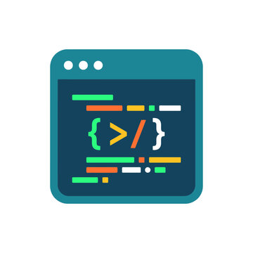 Flat vector illustration of computer code on a screen