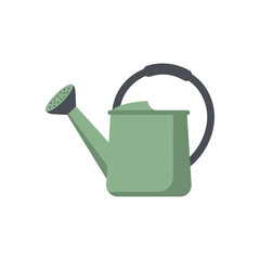 Obraz premium Green watering can in minimalist flat vector style
