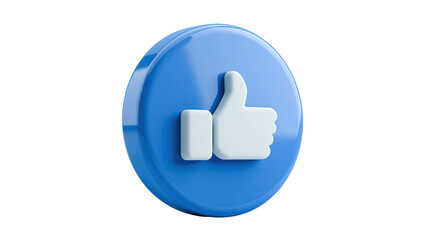 Fototapeta premium Blue thumbs up icon in circle on transparent background