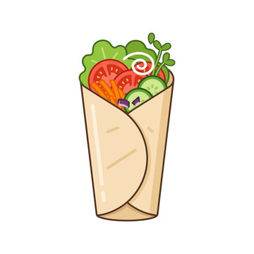 Healthy vegetable wrap illustration with fresh ingredients
