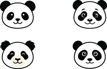Obraz premium Cute Panda Face Cartoon Icon Collection with Adorable Animal Expressions and Vector Character Designs