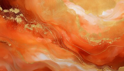 Fototapeta premium Luxury Orange And Gold Glitter Watercolour Background Texture Paper