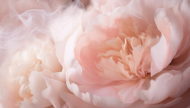 Smoke Close Up Selective Soft Focus Cream Beige Pink Peony Flower Petal Macro Blur Natural Abstract Background