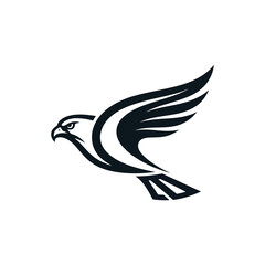 Obraz premium Minimalist black and white falcon bird logo design.