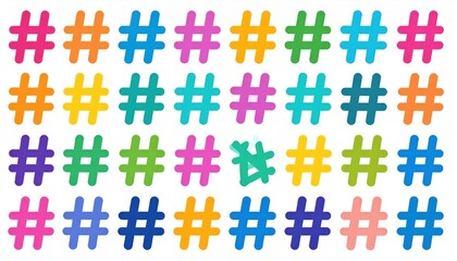 Naklejka premium Colorful hashtag pattern on white background.